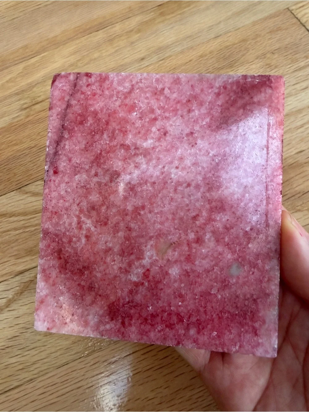 Beautiful new Thulite pink crystal slab stone decor
